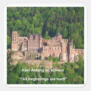 Schloss Neuschwanstein Frankfurt & deutsches Zitat Quadratischer Aufkleber