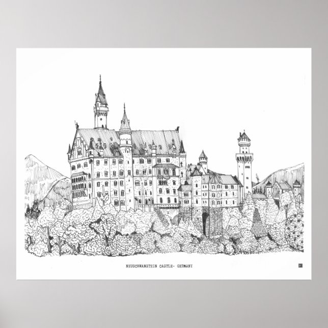 Schloss Neuschwanstein Kunstmuseum Poster (Vorne)