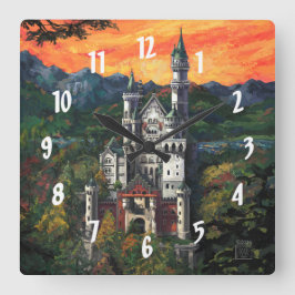 Schloss Neuschwanstein Quadratische Wanduhr