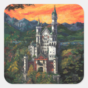 Schloss Neuschwanstein Quadratischer Aufkleber