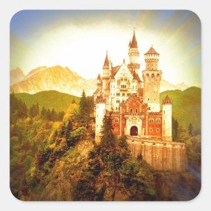 Schloss Neuschwanstein Quadratischer Aufkleber