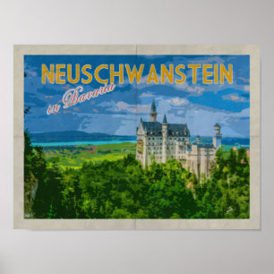 Schloss Neuschwanstein Ruhige Vintage Reise Poster