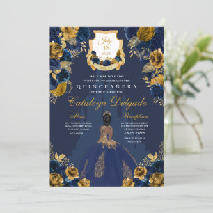 Schloss Quinceañera, Blaue und goldene Prinzessin Einladung