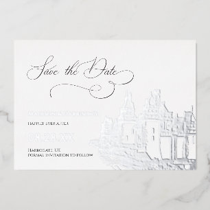 Schloss Save the Date Silver Folieneinladung