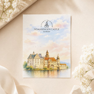 Schloss Sigmaringen Deutschland | Wasserfarbe  Wah Postkarte