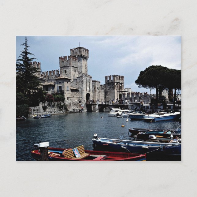 Schloss Sirmione, Südseite, Gardasee, Italien Postkarte (Vorderseite)