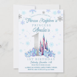 Schloss Sparkle Frozen 1. Geburtstag Einladung