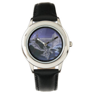 Schloss-und Drache-KinderEdelstahl-Uhr Armbanduhr