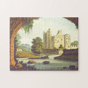 Schloss und Fluss durch ein Ziegelbogen-Puzzle
