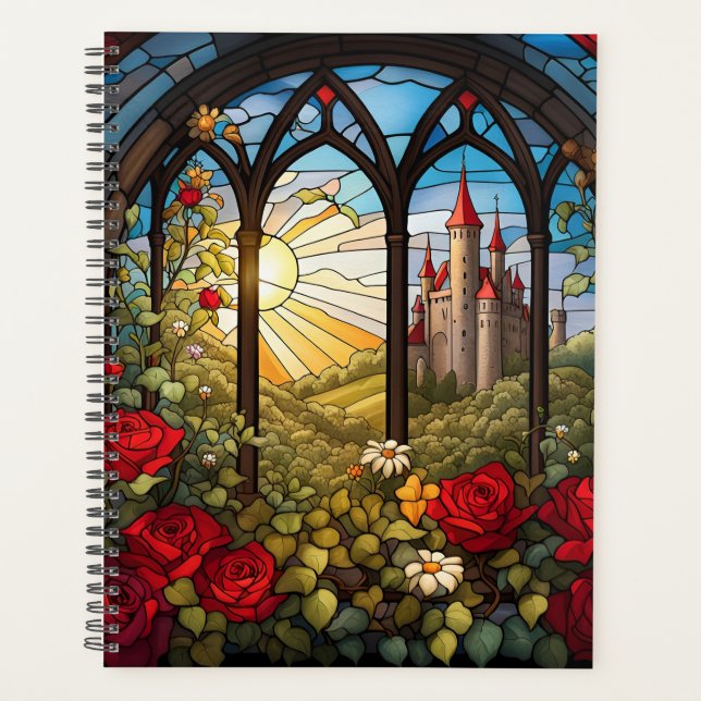 Schloss und Rose Glasfenster Planer (Vorderseite)