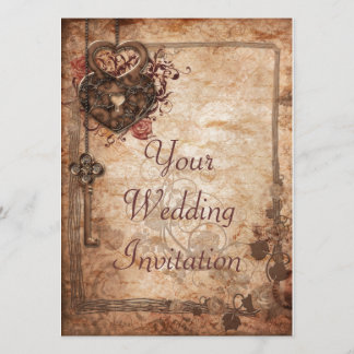 Schloss und Schlüssel Hochzeitseinladung Einladung