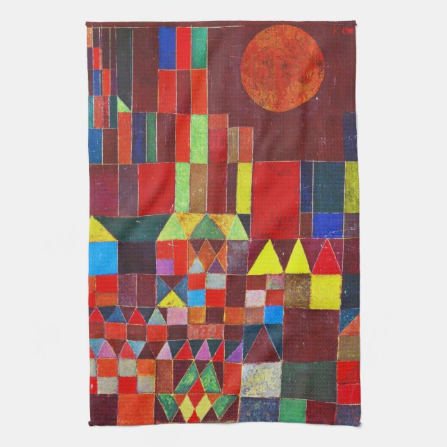 Schloss und Sonne, Paul Klee Geschirrtuch (Vertikal)