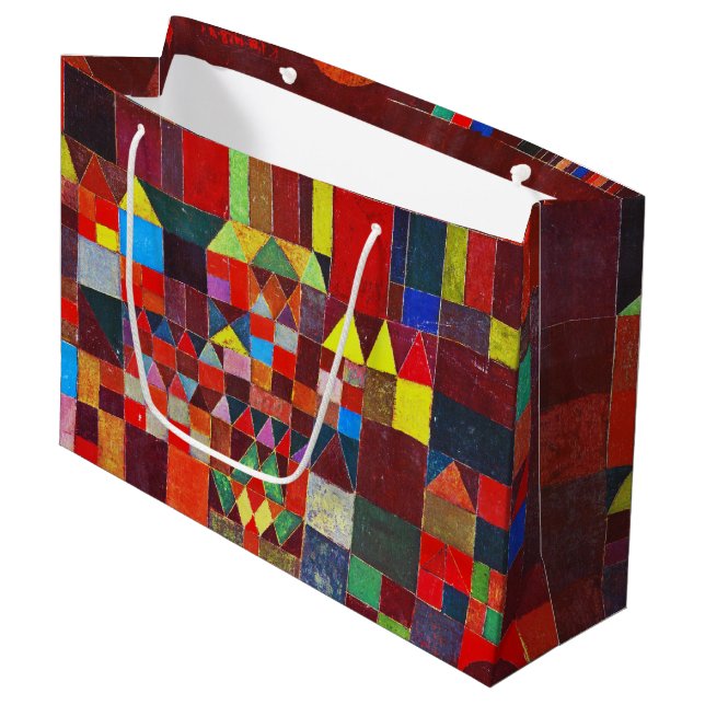 Schloss und Sonne, Paul Klee große Geschenktasche Große Geschenktüte (Vorderseite Schrägansicht)