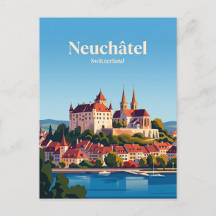 Schloss und Stiftskirche, Neuchâtel Postkarte