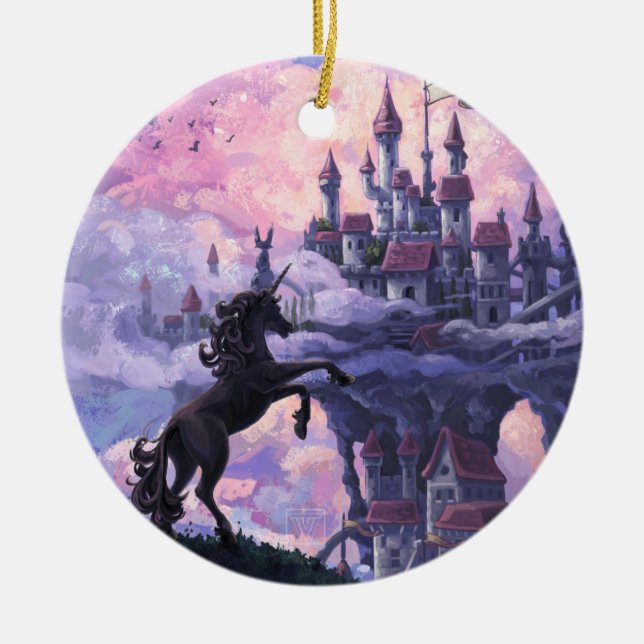 Schloss Unicorn Keramik Ornament (Vorne)
