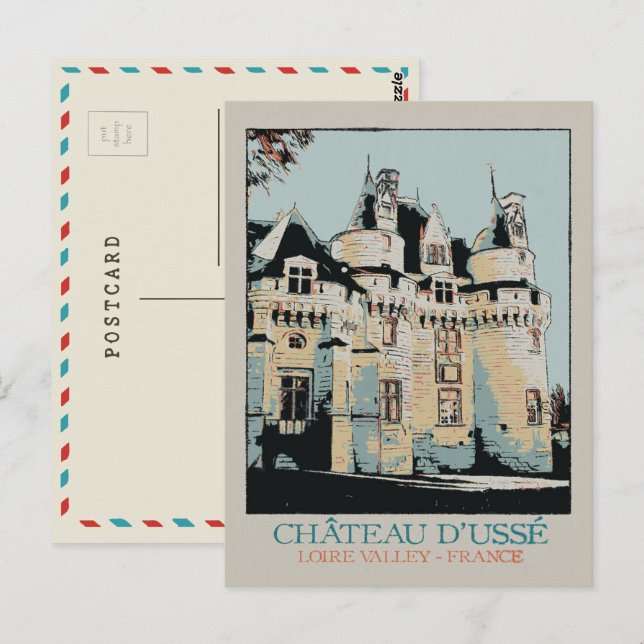 Schloss Ussé im Loire-Tal, Frankreich Postkarte (Vorne/Hinten)