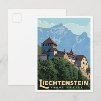 Schloss Vaduz Liechtenstein Vintage Kunst Reise Postkarte