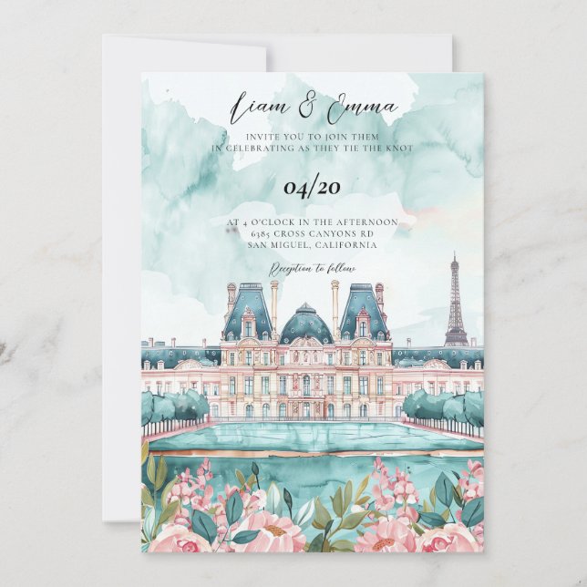 Schloss Versailles Landschaft Hochzeit Frankreich Einladung (Vorderseite)