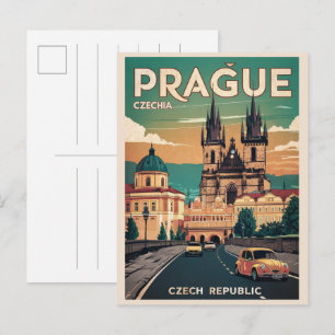 Schloss Vintage Reise Prag Tschechische Republik G Postkarte