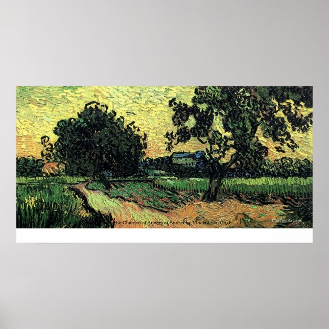 Schloss von Auvers Landschaft bei Sonnenuntergang  Poster (Vorne)