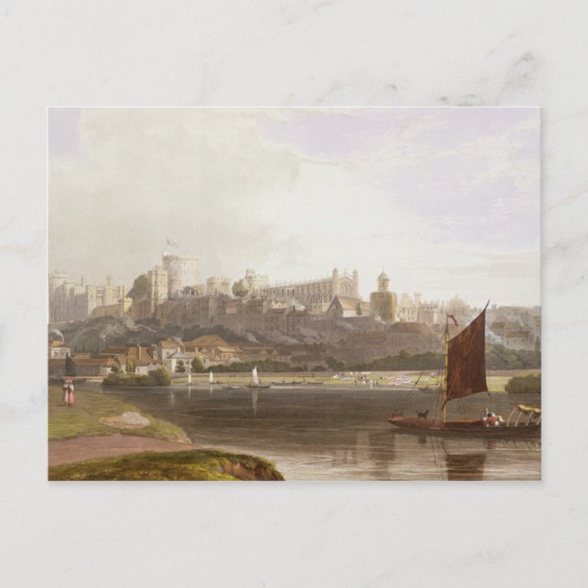 Schloss Windsor von der Wiese an der Themse Postkarte (Vorderseite)