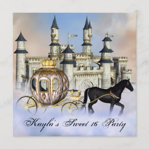 Schloss Wolken Prinzessin Märchen Sweet 16 Party Einladung
