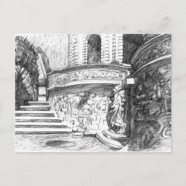 Schlosspencilart Monochrome Schwarz & Weiß Postkarte (Vorderseite)