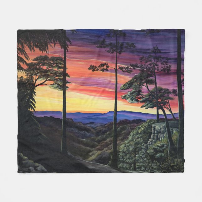 Schlucht am Sonnenuntergang Fleecedecke (Vorderseite (Horizontal))