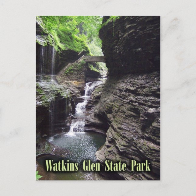 Schlucht im Watkins Glen Staat Park, New York. Postkarte (Vorderseite)