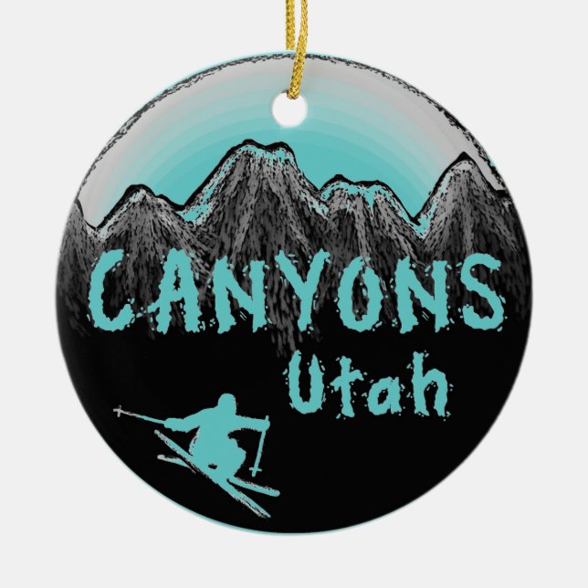 Schlucht-Utah-Skifahrer Keramik Ornament (Vorne)