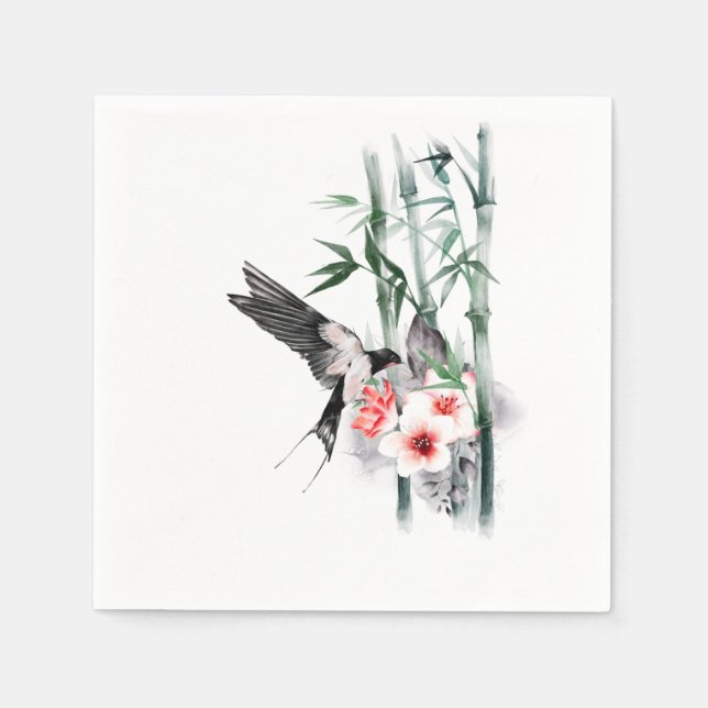 Schlucken mit Bamboo und Blume Classic Serviette (Vorderseite)