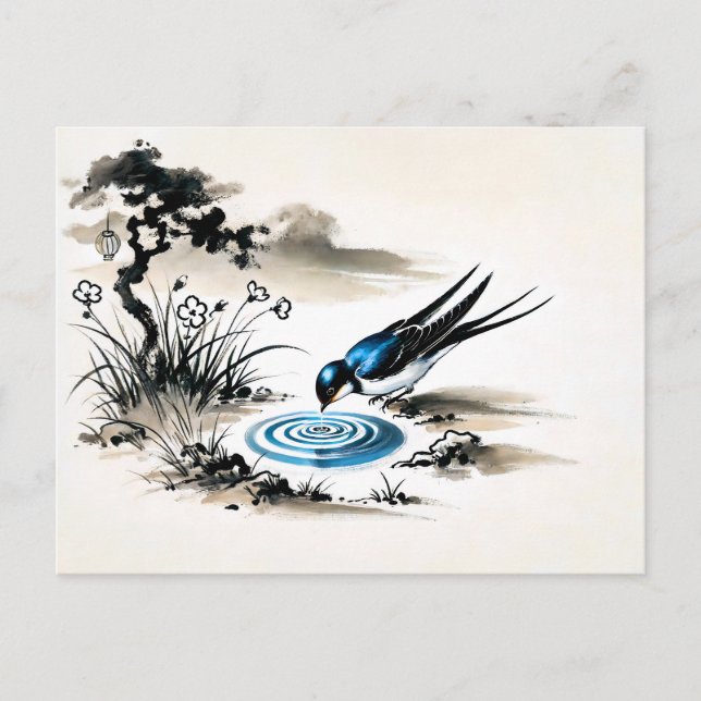 Schlucken Sie das Trinkwasser in einem Strom in ch Postkarte (Vorderseite)