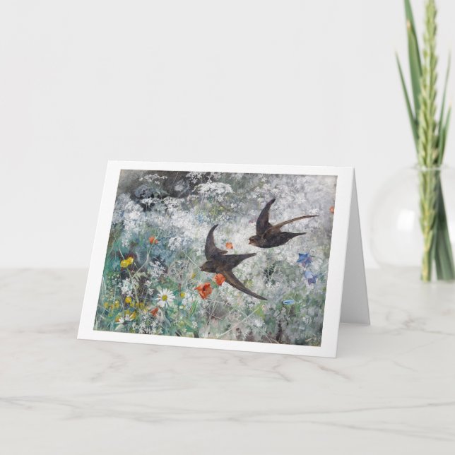Schlucken und Blume Field, Bruno Liljefors Karte (Vorderseite)