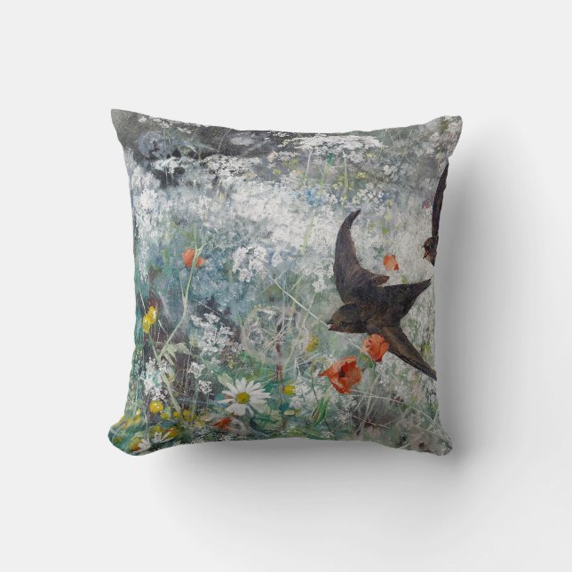 Schlucken und Blume Field, Bruno Liljefors Kissen (Vorderseite)