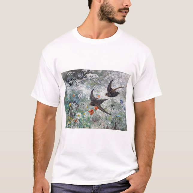 Schlucken und Blume Field, Bruno Liljefors T-Shirt (Vorderseite)