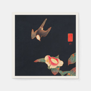 Schlucken und Kamelien Blume Vintag Bird Japanisch Serviette