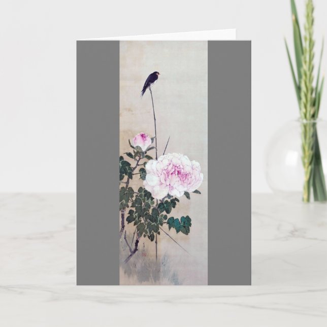 Schlucken und Peony, Watanabe Seitei Karte (Vorderseite)