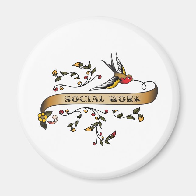 Schlucken und Scroll mit Sozialarbeit Magnet (Vorne)