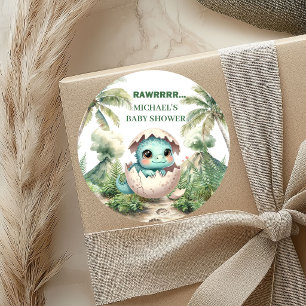 Schlüpfen bald Dino-Ei-Baby-Party-Aufkleber Runder Aufkleber