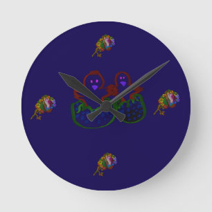 Schlüpflinge mit regenbogenfarbenem Floral Runde Wanduhr