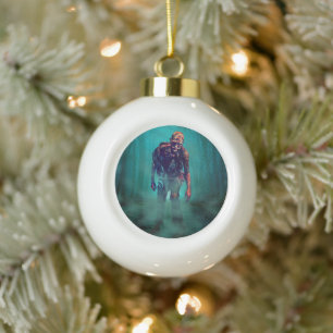 SchlupfrigerJoe schreckliche Zombie-Figur isoliert Keramik Kugel-Ornament