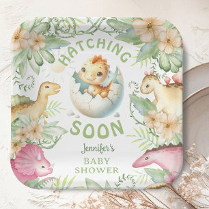 Schlüpft bald Dinosaurier-Baby-Party geschlechtsne Pappteller