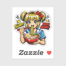 Schlürf Nom Anime-Mädchen Ramen-Nudeln