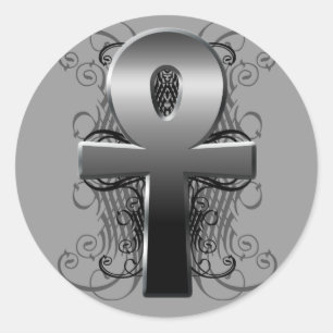 "Schlüssel des Lebens (Ankh) "im Chrom-Aufkleber Runder Aufkleber