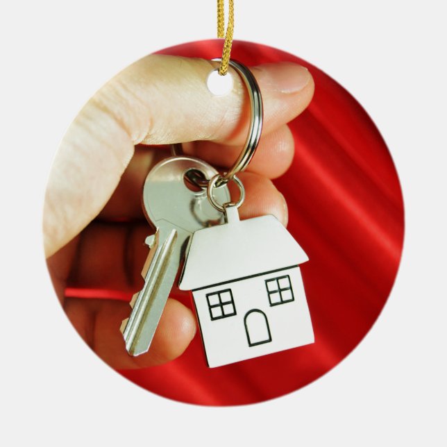Schlüssel für ein neues Zuhause! Keramik Ornament (Vorne)