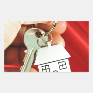 Schlüssel für eine neue Zuhause! Rechteckiger Aufkleber