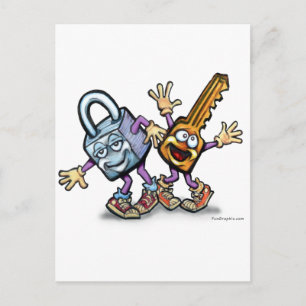 Schlüssel sperren postkarte