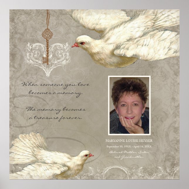 Schlüssel zu meinem Heart Dove Bereavement Memoria Poster (Vorne)