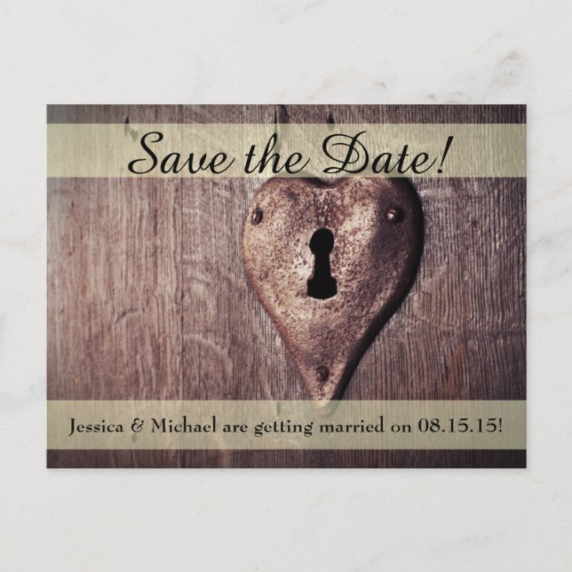 Schlüssel zu meinem Herz Save the Date Postkarte (Vorderseite)