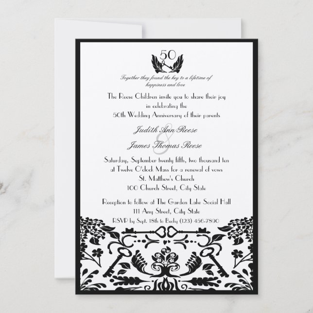 Schlüssel zum 50. Geburtstag Einladung (Vorderseite)